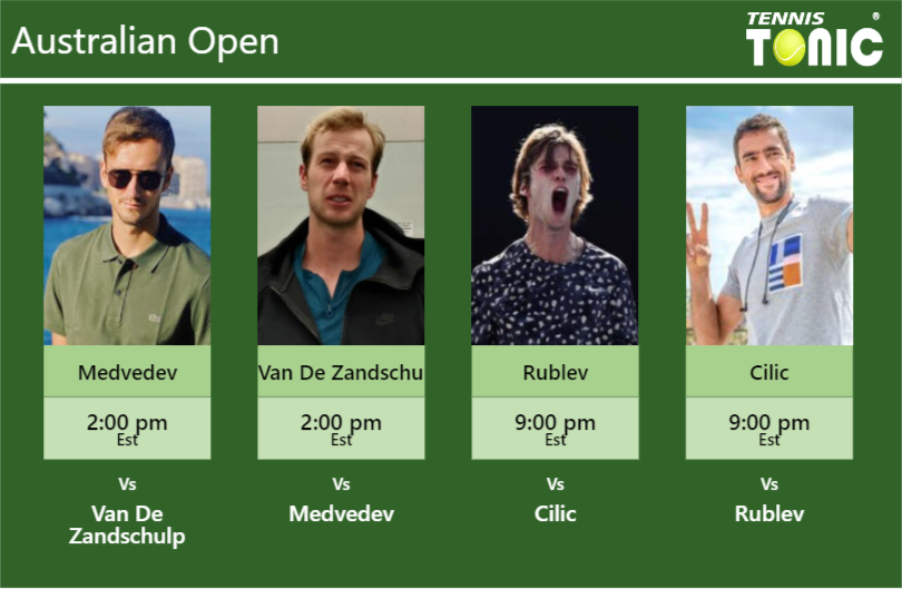 Daniil Medvedev-Botic Van De Zandschulp-Andrey Rublev-Marin Cilic Stats info