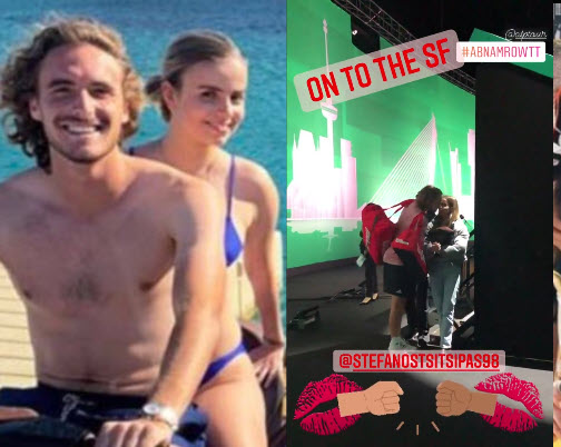 Stefanos Tsitsipas Kisses His Girlfriend Theodora Petalas