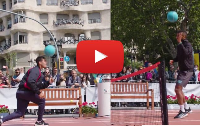 Carlos Alcaraz And Felix Auger Aliassime Playing Soccer In Barcelona