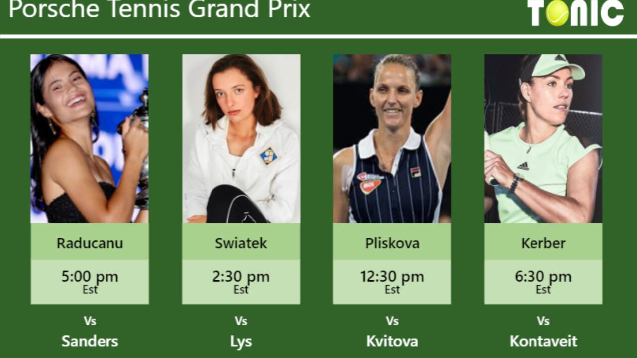 PREDICTION, PREVIEW, H2H Raducanu, Swiatek, Pliskova and Kerber to play on Centre Court on Wednesday - Porsche Tennis Grand Prix - Tennis Tonic