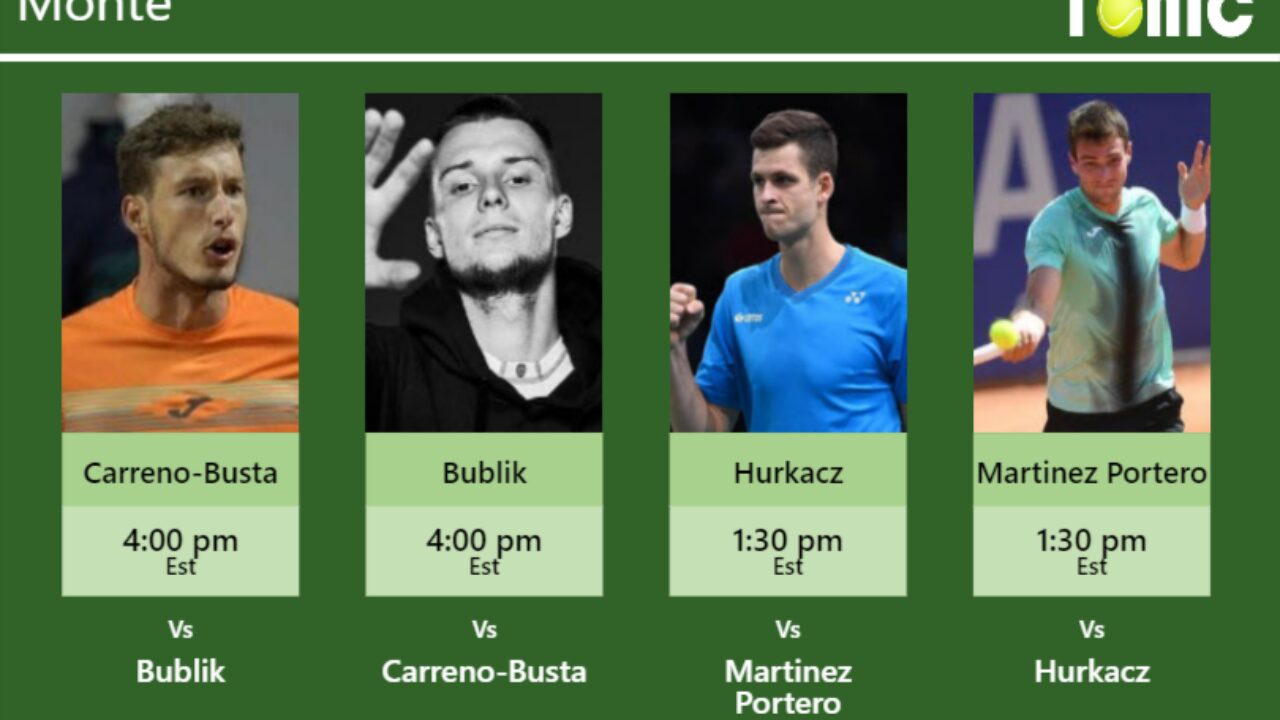 PREDICTION, PREVIEW, H2H Carreno-Busta, Bublik, Hurkacz and Martinez Portero to play on COURT 9 on Wednesday - Monte-Carlo - Tennis Tonic