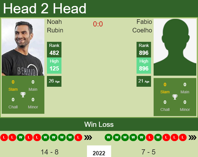 Prediction and head to head Noah Rubin vs. Fabio Coelho