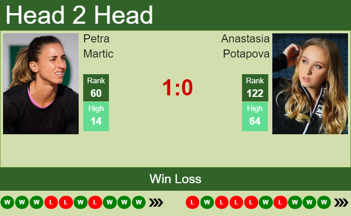 Prediction and head to head Petra Martic vs. Anastasia Potapova