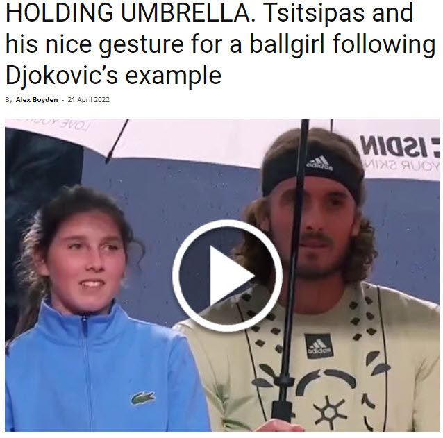 Tsitsipas Holding Umbrella
