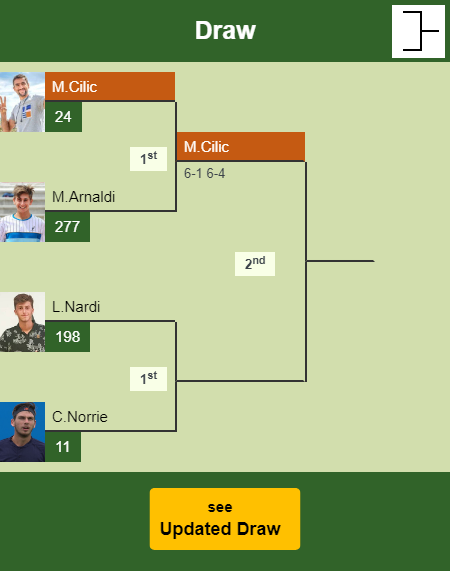 Marin Cilic Draw info