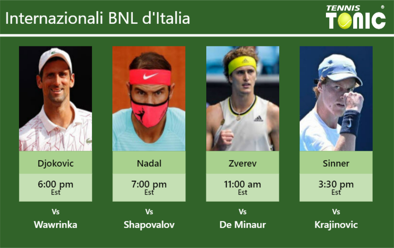 Italian Open 2021: Full schedule, timings, LIVE stream, Zverev vs Nadal