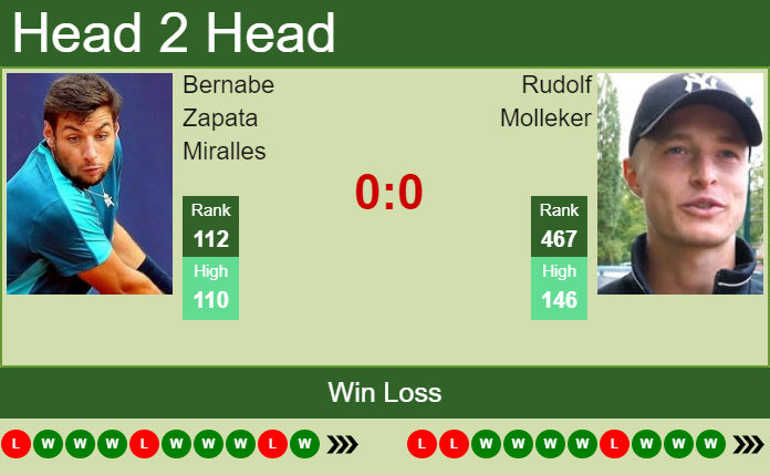 Prediction and head to head Bernabe Zapata Miralles vs. Rudolf Molleker
