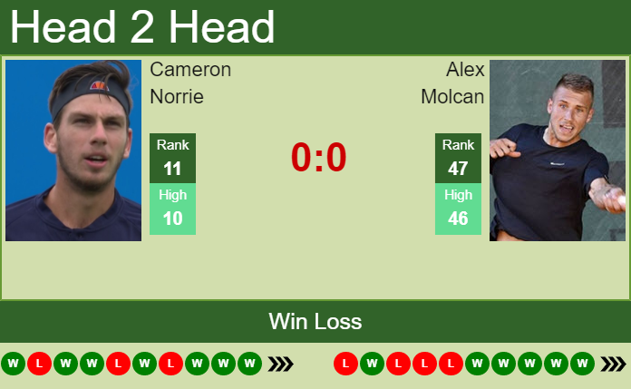 Prediction and head to head Cameron Norrie vs. Alex Molcan