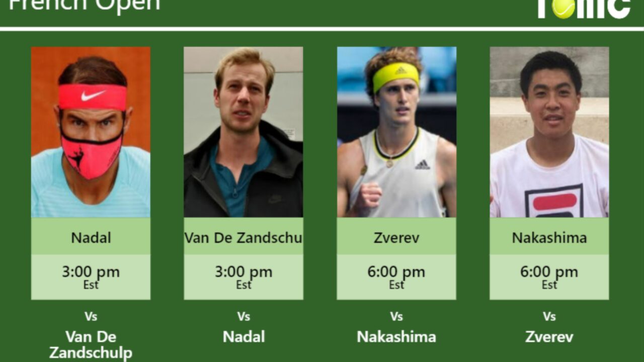 PREDICTION, PREVIEW, H2H Nadal, Van De Zandschulp, Zverev and Nakashima to play on Court SUZANNE-LENGLEN on Friday - French Open - Tennis Tonic