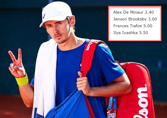 ATLANTA ODDS. De Minaur the favorite over Brooksby, Tiafoe, Ivashka ...