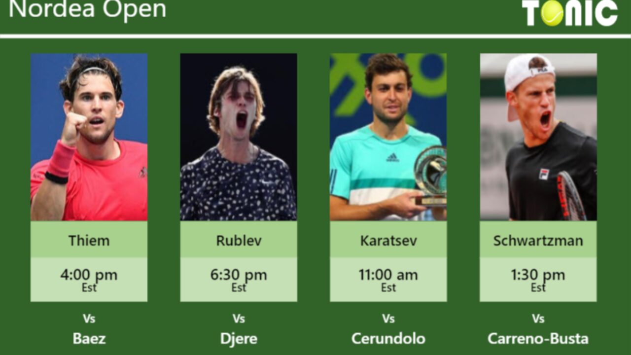 PREDICTION, PREVIEW, H2H Thiem, Rublev, Karatsev and Schwartzman to play on CENTRE COURT on Friday - Nordea Open - Tennis Tonic