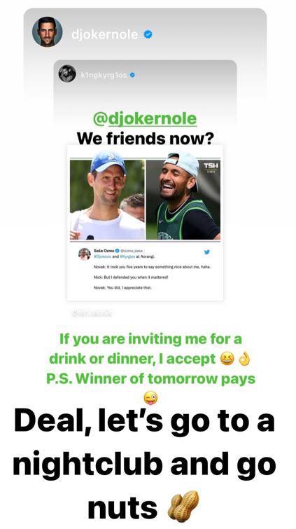 Kyrgios And Djokovic New Bromance