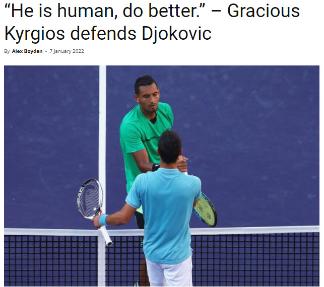 Kyrgios Defends Djokovic In Australia