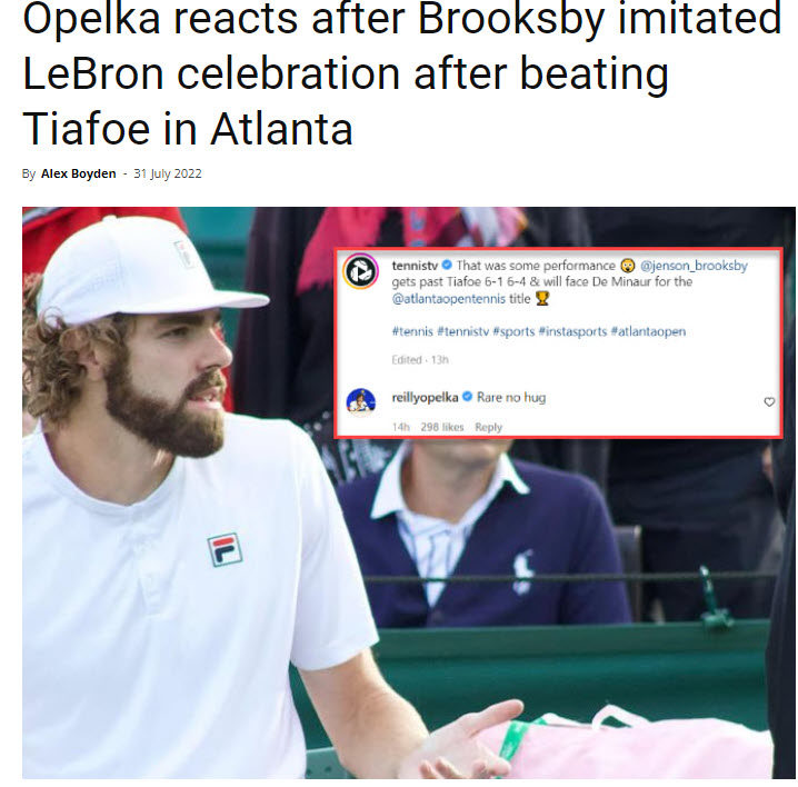 Opelka Reacts After Brooksby Imitated Lebron Celebration After Beating Tiafoe In Atlanta