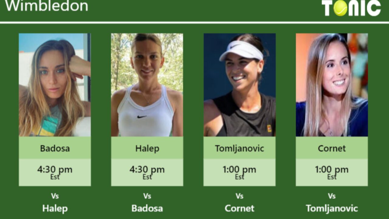 PREDICTION, PREVIEW, H2H Badosa, Halep, Tomljanovic and Cornet to play on Monday - Wimbledon - Tennis Tonic