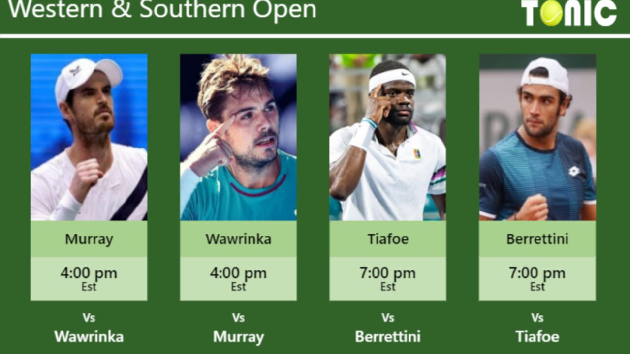PREDICTION, PREVIEW, H2H Murray, Wawrinka, Tiafoe and Berrettini to play on CENTER COURT on Monday - Western and Southern Open - Tennis Tonic