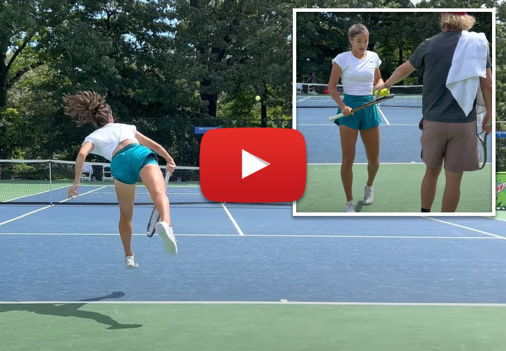 Emma Raducanu Practicing Serve With Tursunov Emma Raducanu Practicing Serve With Tursunov