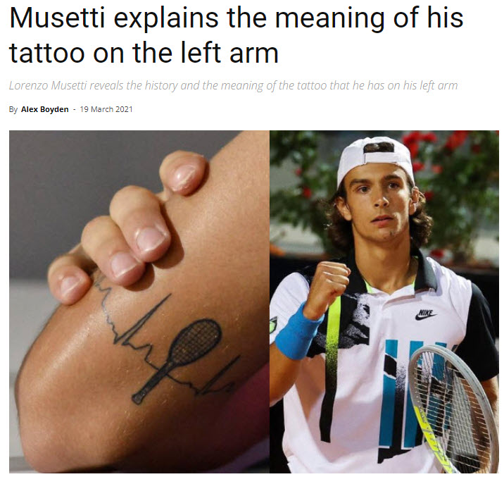 Musetti Explains The Meaning Of His Tattoo On The Left Arm