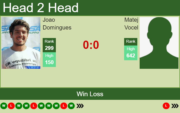 Prediction and head to head Joao Domingues vs. Matej Vocel