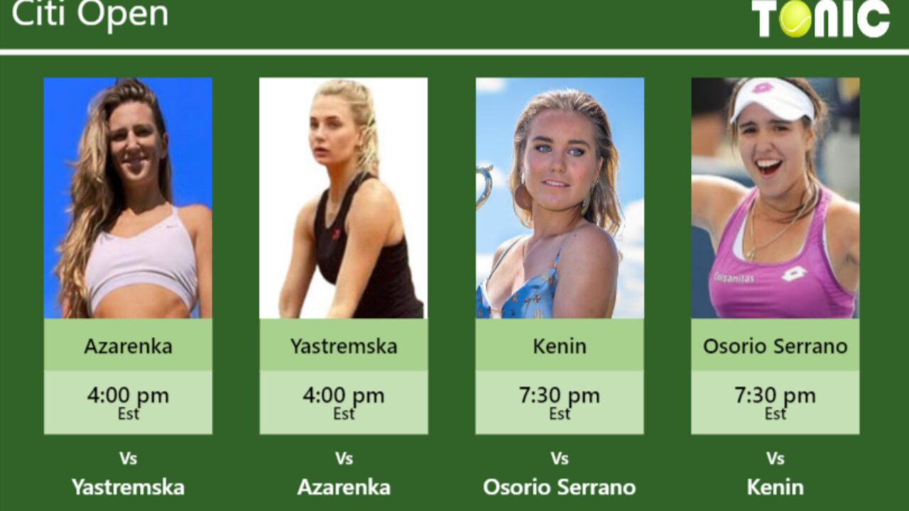 PREDICTION, PREVIEW, H2H: Azarenka, Yastremska, Kenin and Camila Osorio  Serrano to play on JOHN HARRIS on Tuesday - Citi Open - Tennis Tonic -  News, Predictions, H2H, Live Scores, stats