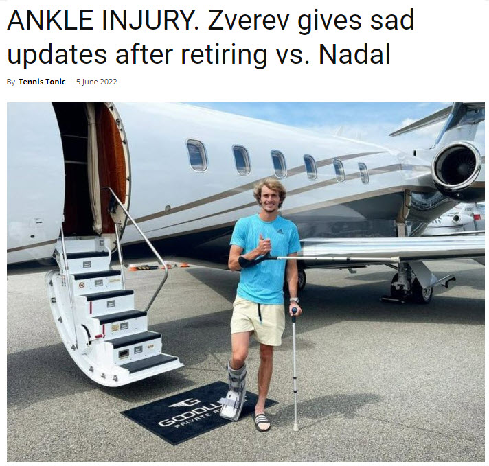 Ankle Injury. Zverev Gives Sad Updates After Retiring Vs. Nadal
