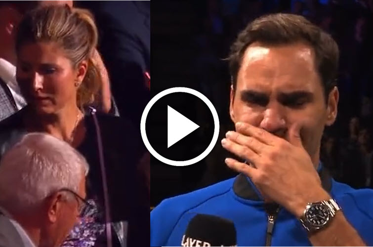 Federer And Wife Mirka Crying During Speech