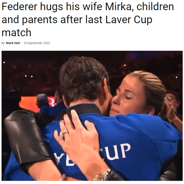 Federer Hugs His Wife Mirka, Children And Parents After Last Laver Cup Match