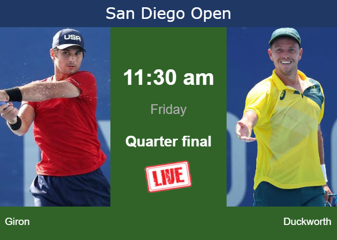 How to watch Giron vs. Duckworth on live streaming in San Diego on Friday Friday Live Streaming Marcos Giron vs James Duckworth