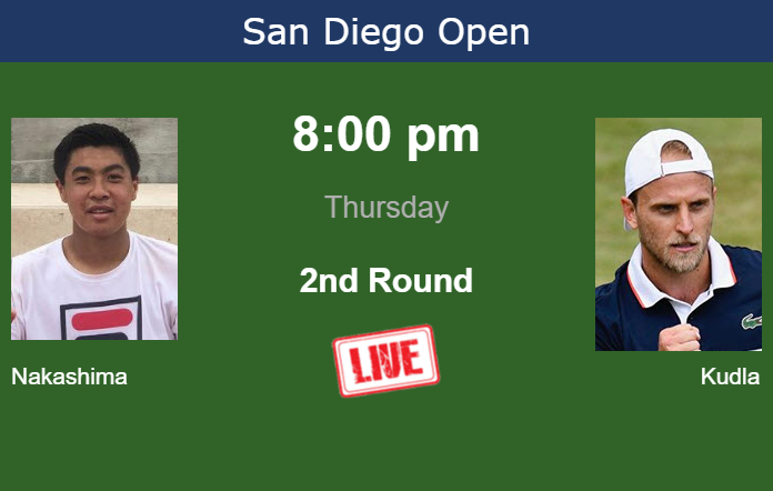 How to watch Nakashima vs. Kudla on live streaming in San Diego on Thursday Thursday Live Streaming Brandon Nakashima vs Denis Kudla