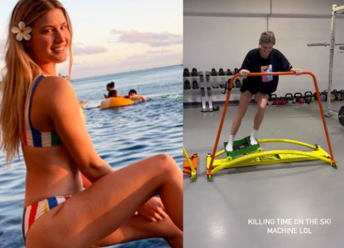 Genie Bouchard Training With A Ski Machine
