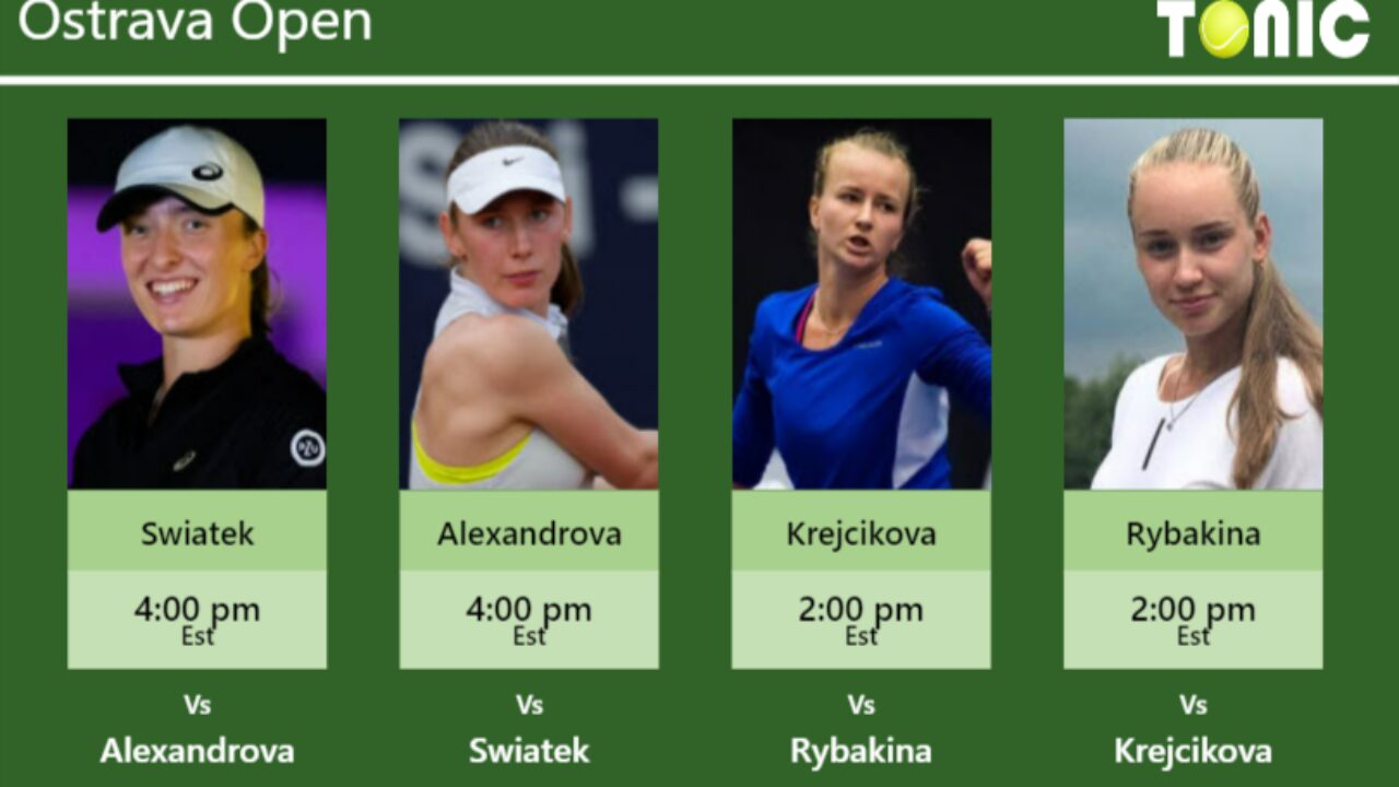 PREDICTION, PREVIEW, H2H Swiatek, Alexandrova, Krejcikova and Rybakina to play on Center Court on Saturday - Ostrava Open - Tennis Tonic