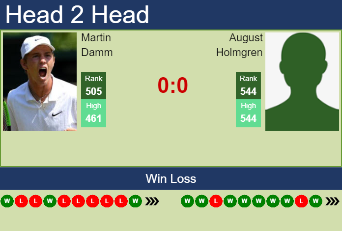 Prediction and head to head Martin Damm vs. August Holmgren