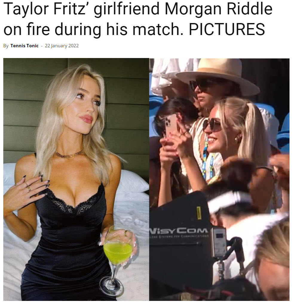 Taylor Fritz’ Girlfriend Morgan Riddle On Fire During His Match. Pictures