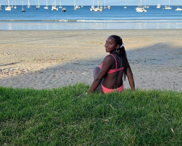 Coco Gauff Posing In A Bikini At The Beach