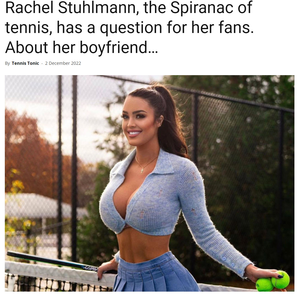 Rachel Stuhlmann, The Spiranac Of Tennis