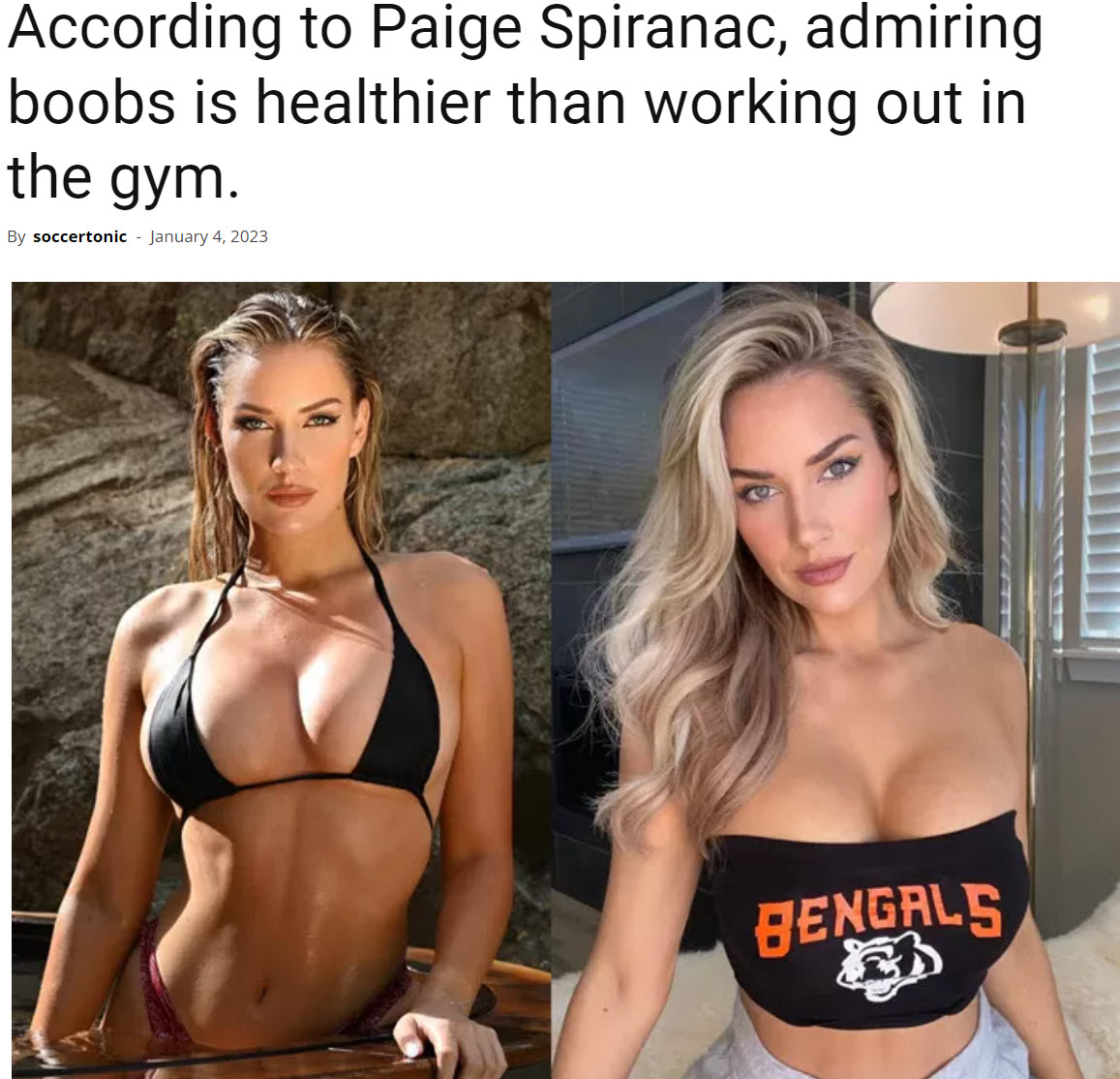 According To Paige Spiranac, Admiring Boobs Is Healthier Than Working Out In The Gym.