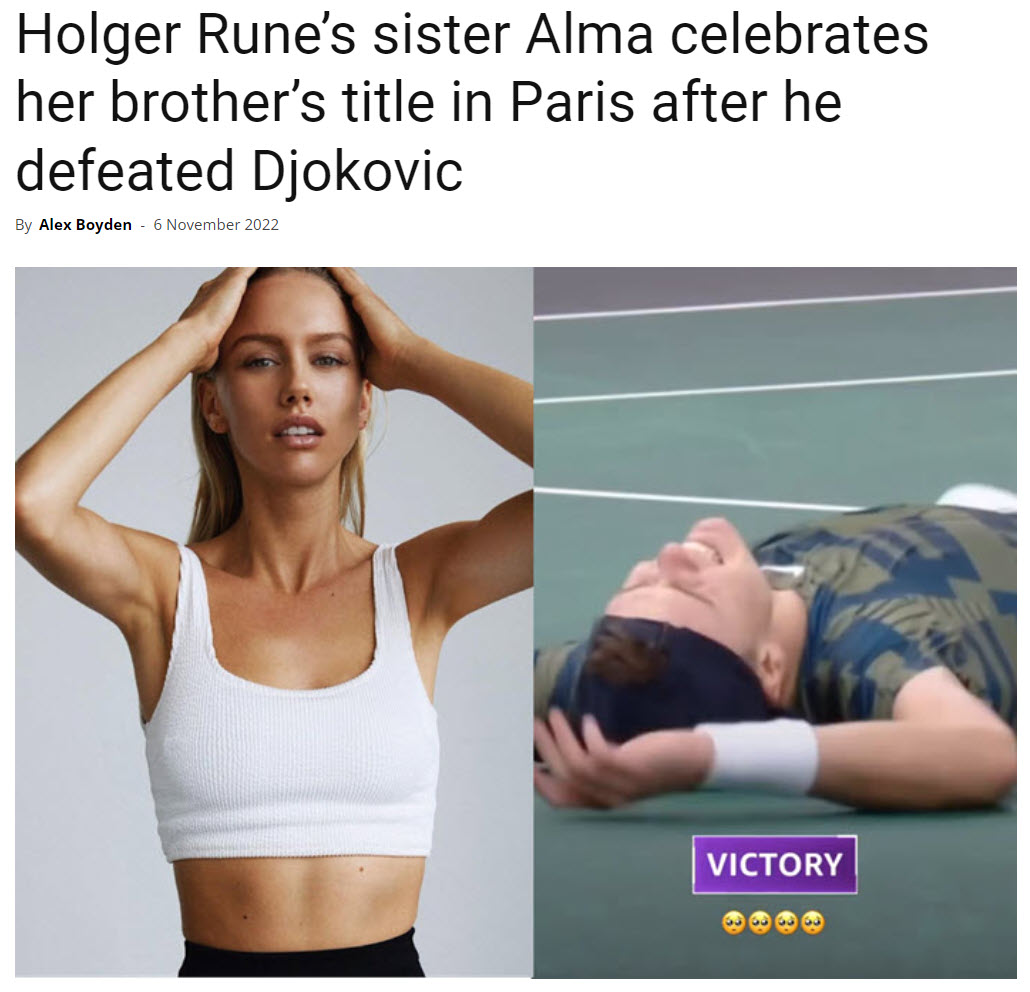 Holger Rune’s Sister Alma Celebrates Her Brother’s Title In Paris After He Defeated Djokovic