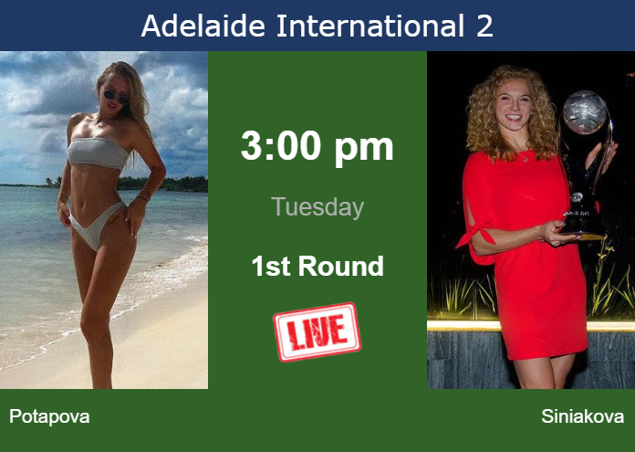 How to watch Potapova vs. Siniakova on live streaming in Adelaide on Tuesday Monday Live Streaming Anastasia Potapova vs Katerina Siniakova