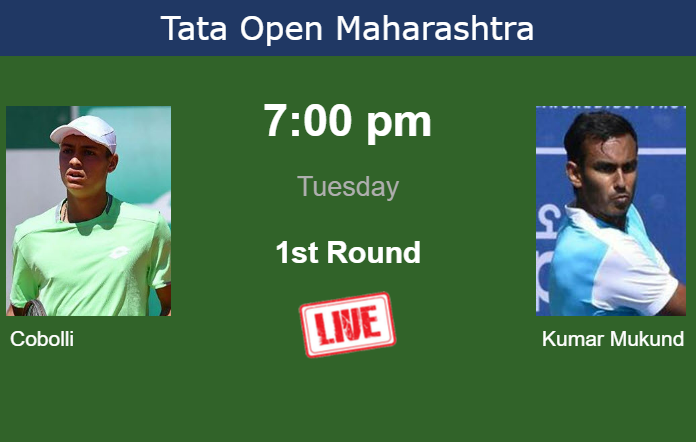 Monday Live Streaming Flavio Cobolli vs Mukund Sasikumar