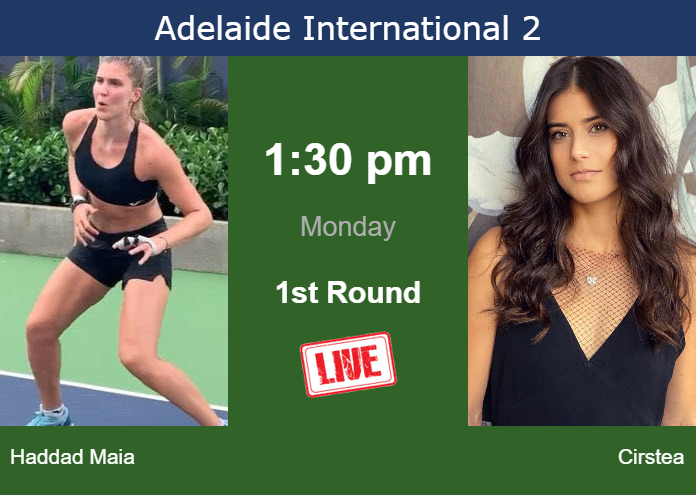 How to watch Haddad Maia vs. Cirstea on live streaming in Adelaide on Monday Sunday Live Streaming Beatriz Haddad Maia vs Sorana Cirstea