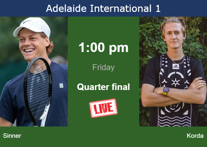 Thursday Live Streaming Jannik Sinner vs Sebastian Korda