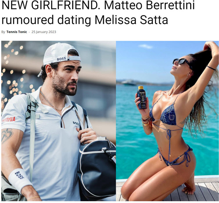 New Girlfriend. Matteo Berrettini Rumoured Dating Melissa Satta
