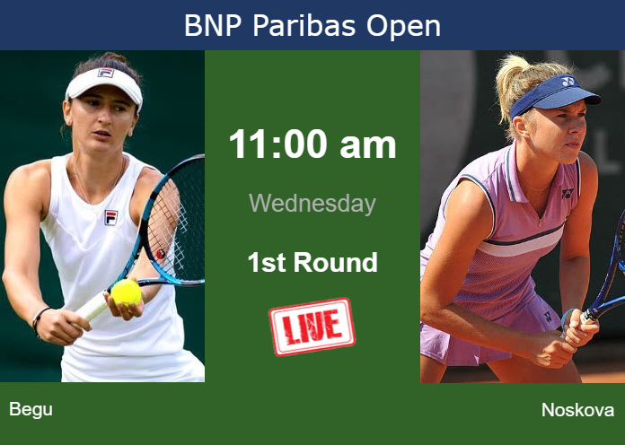 Nylon Moeras Verzoenen How to watch Begu vs. Noskova on live streaming in Indian Wells on  Wednesday - Tennis Tonic - News, Predictions, H2H, Live Scores, stats