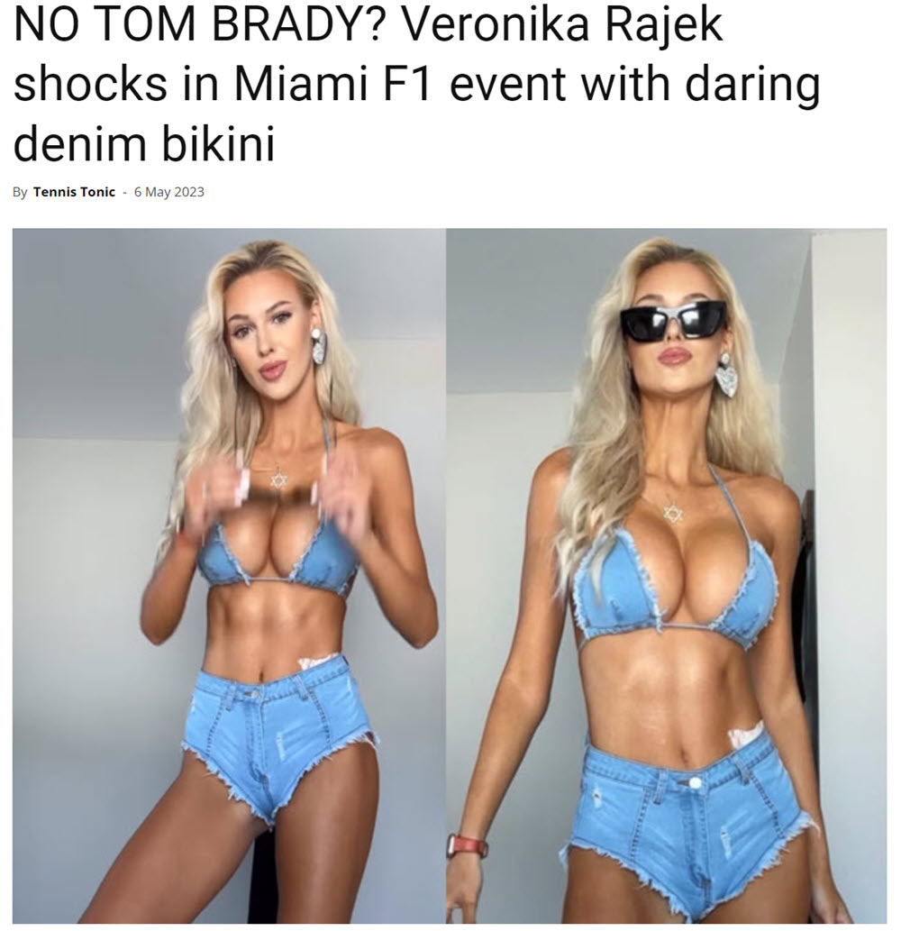 No Tom Brady Veronika Rajek Shocks In Miami F1 Event With Daring Denim Bikini
