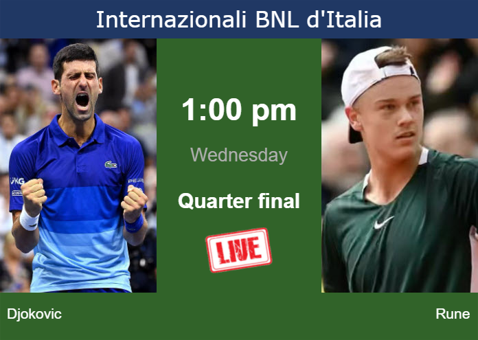 Tuesday Live Streaming Novak Djokovic vs Holger Rune