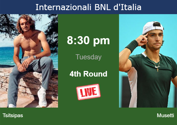 Tuesday Live Streaming Stefanos Tsitsipas vs Lorenzo Musetti