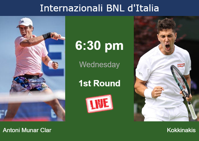 How To Watch Antoni Munar Clar Vs. Kokkinakis On Live Streaming In Rome ...