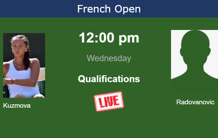 How to watch Kuzmova vs. Radovanovic on live streaming at the French Open on Wednesday Wednesday Live Streaming Viktoria Hruncakova vs Nina Radovanovic
