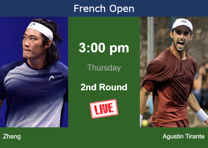 How to watch Zhang vs. Agustin Tirante on live streaming at the French Open  on Thursday - Tennis Tonic - News, Predictions, H2H, Live Scores, stats