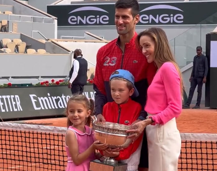Djokovic With His Wife And Children